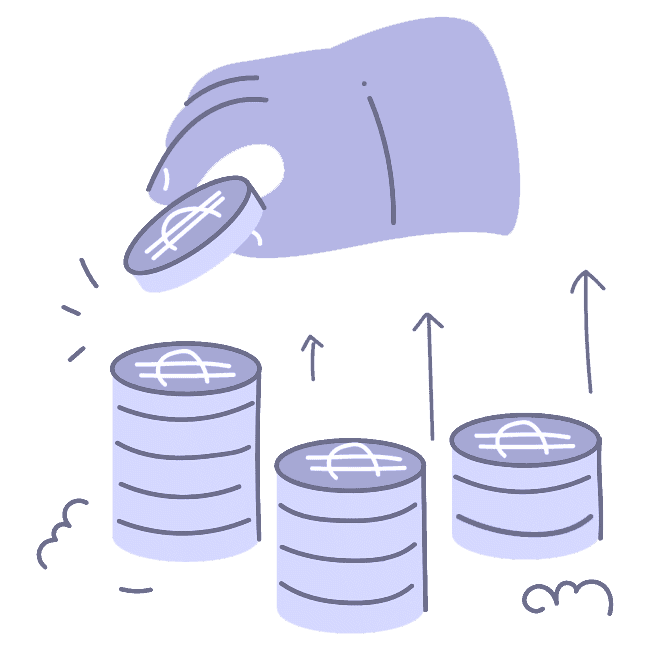 Stacking coins visualizing growth